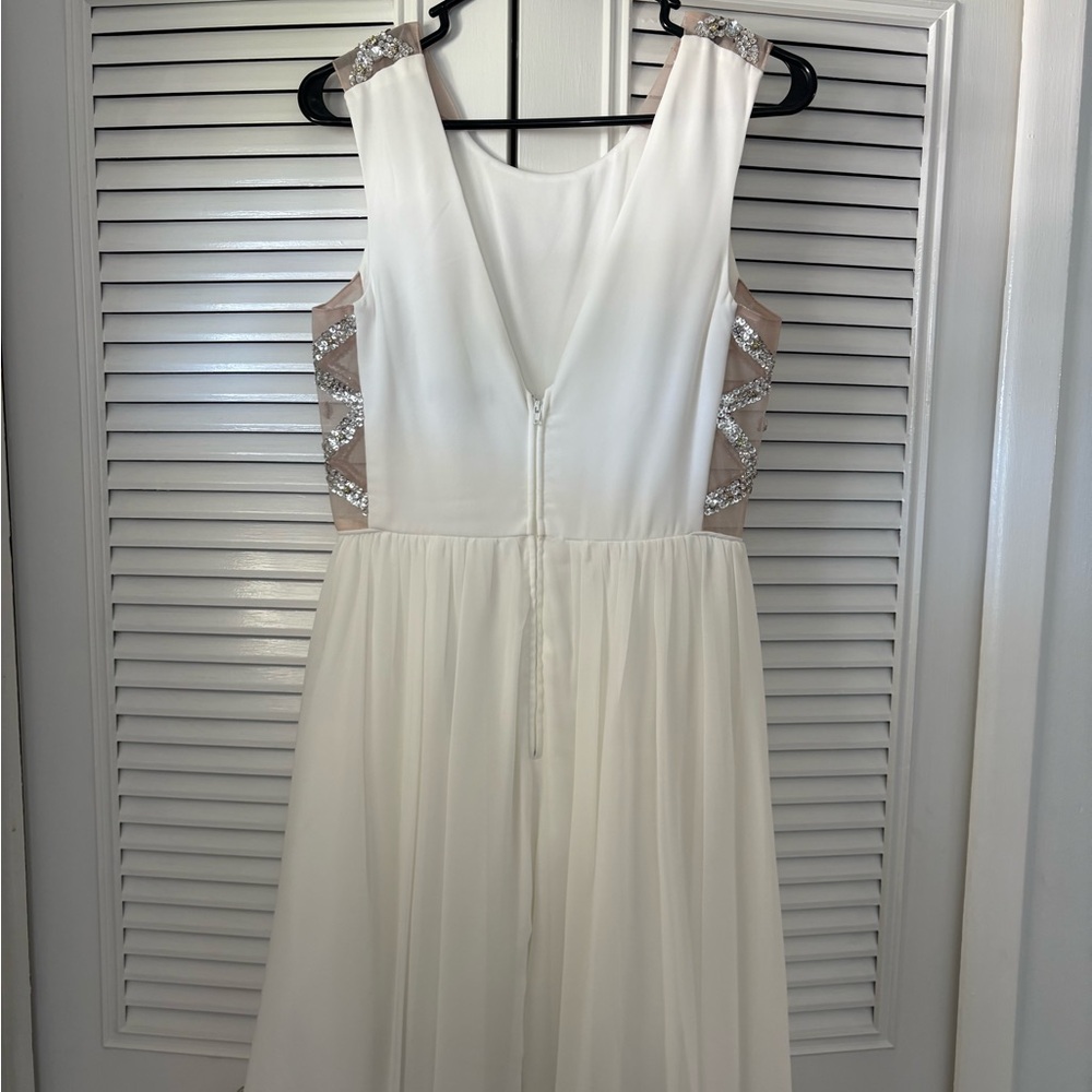 City Triangles White and Silver Embellished Dress